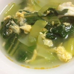 チンゲン菜とわかめの卵スープ